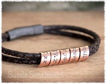 Mens Personalized Bracelet • Anniversary Gifts For Men • Boyfriend Gift • Long Distance Relationship • Copper Anniversary