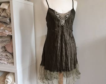 Autumn silk top,vintage inspired slip top,boho silk top,bohemian top,boho deluxe top,boho free spirit top,Rawrags unique top, fall fashion