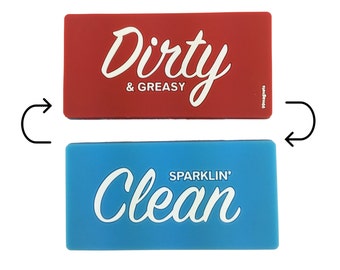 Office Gift: Reversible Dishwasher Kitchen Magnet Clean Dirty Indicator Flip Sign for Dish Washer Stocking Stuffer Christmas