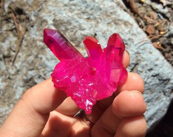 RESEREVED 4 JESSICA*Hot pink aura Quartz cluster