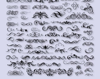 Flourish Svg, PNG, DXF, Eps Cutting Files, Swirl SVG, border clipart, border svg, Swirls Svg, Doodles Svg, Design Element, Borders Svg