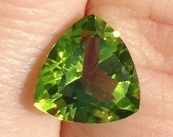 Spring Green Peridot 2.85 Carat Triangle 9x9mm Natural Gemstone