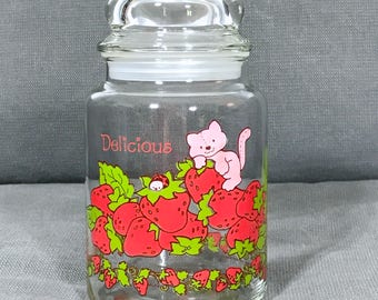 Vintage 1980 Strawberry Shortcake Jar, Strawberry Shortcake, Vintage Jar, Vintage Canister, Vintage Strawberry Shortcake, 1980s, Cartoon