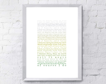 Magic Print, song lyrics print, Gift for husband, Gift for wife, Coldplay, song lyrics first dance anniversary gift, gift for him