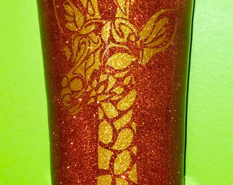 The April 20oz Tumbler: Orange and Gold glitter