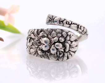 Vintage Sterling Silver Spoon Ring - Stieff Rose Sterling Spoon Ring - Sterling Spoon Ring - Silverware Spoon Ring - Sterling Ring mcfS45