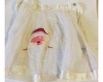 Vintage Handmade White Santa Claus Apron