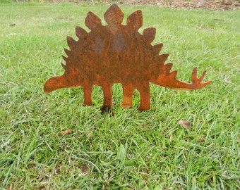 4x Dinosaur Decoration / Rusty Metal Dinosaur Art / Garden Decoration / Dino Gift / T-Rex / Stegosaurus / Triceratops / Brachiosaurus