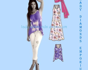 New Look 6102 Womens Feminine Pullover A-line Float Dress & Top Semi Racer Back High-Low Hem size 4 6 8 10 12 14 16 Sewing Pattern Uncut FF