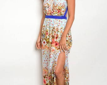 Blue Floral Maxi Dress
