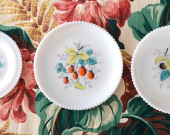 set of 3 Westmoreland beaded edge milkglass dessert plates
