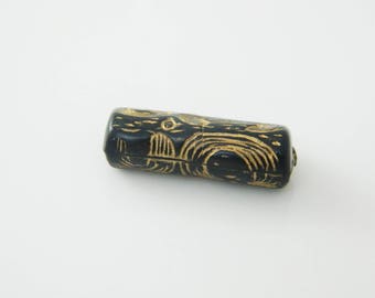 4 x 27mm (l1220) black gold tube bead