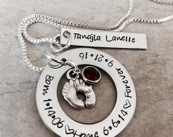 Personalized adoption necklace hand stamped