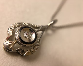 Vintage Edwardian 18k Gold Diamond Pendant | Antique Stick Pin Conversion Necklace | Antique Edwardian Necklace | 18k Gold Necklace