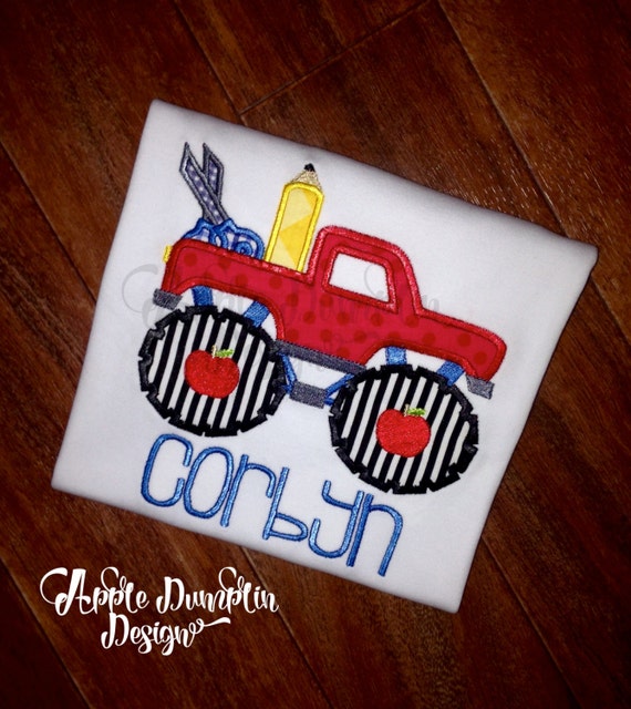 Back to School Monster Truck Appliqué Design Machine