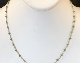 Wire Wrapped Tsavorite Garnet Beaded Necklace