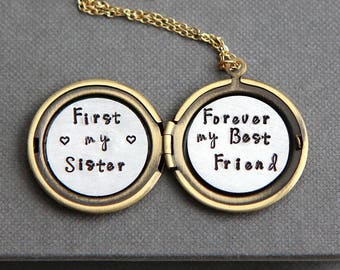 First My Sister Forever My Best Friend Necklace, Sister Necklace, Sister Gift, Birthday Gift Sister, Gift for Sister, Gold Locket Necklace