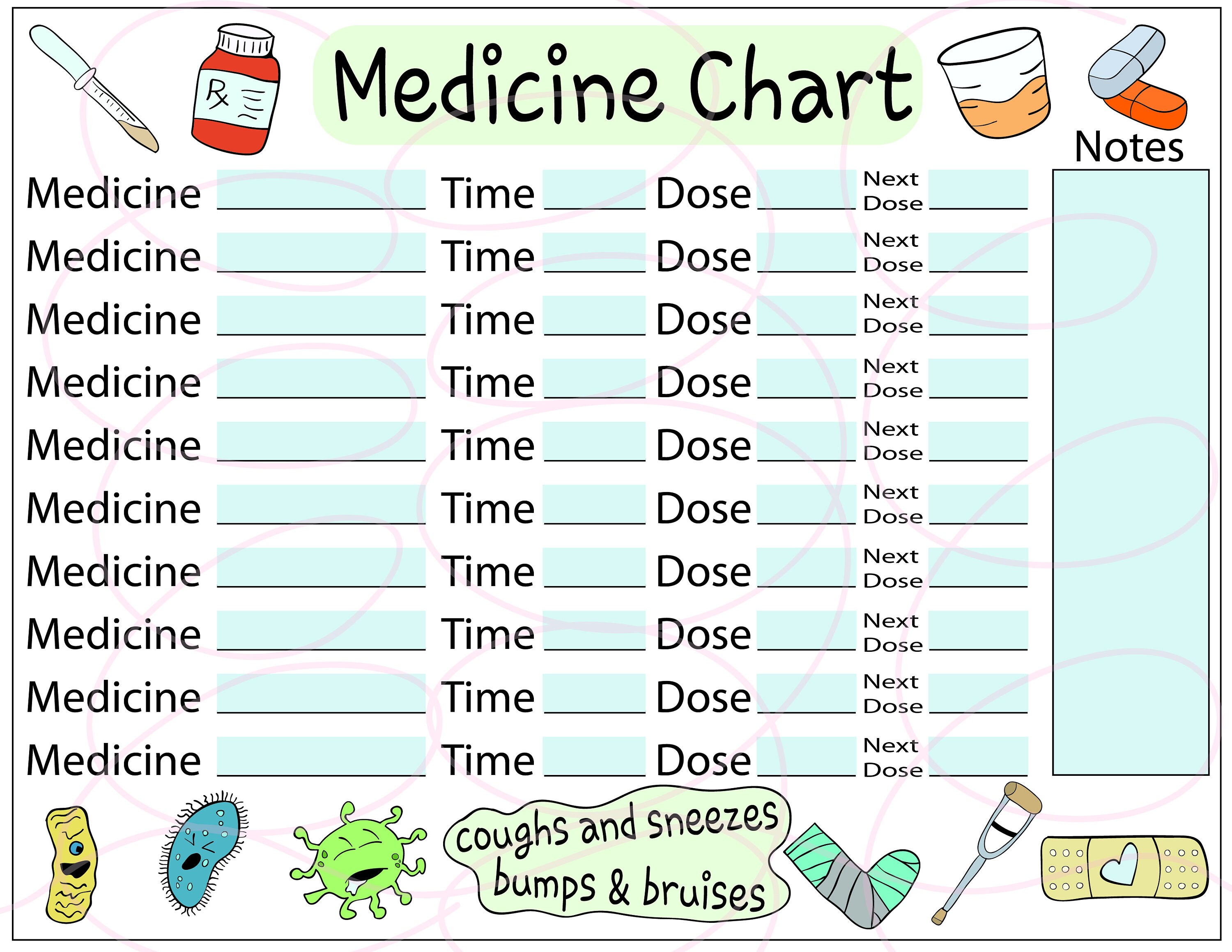 Medicine Tracker Sheet cute keep The Fun medicine