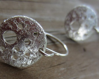 SALE! Holey Earrings, Silver Disc Earrings, Crater Earrings, Starry Night Earrings (Small)