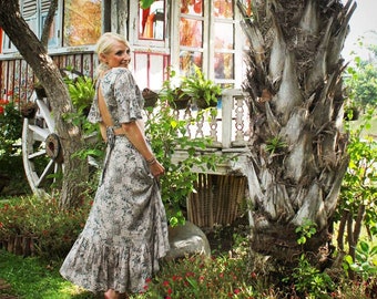 Crop Top, Hippie Dress, Floral, Summer dress, Gypsy Dress, Gypsy Skirt, Wrap Skirt, festival skirt, Top Bell Sleeves, Maxi Skirt, Boho Skirt