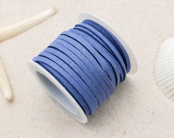Blue Suede Cord, 3mm Flat Cord, 5 Meters, Jewelry Cord -S16