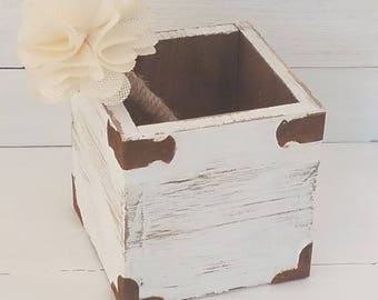 white Pen holder - shabby chic pencil holder - guest register pen holder - pencial holder for desk - office organizer - desk organizer