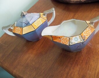 old lustre ware cream and sugar