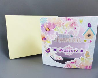 3D birthday mum card to put flower bird