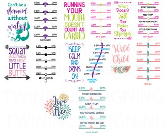 Water Tracker Bundle 2 | SVG | PNG | DXF | zip files | digital file |Unicorn svg | Drink your water svg | Cute Otter svg