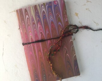 Junk Journal, Pink Marbled Paper, Travel Journal, Notebook, Paperback, Writing Journal, Gifts for Writers, Tea Stained Paper, Notebook