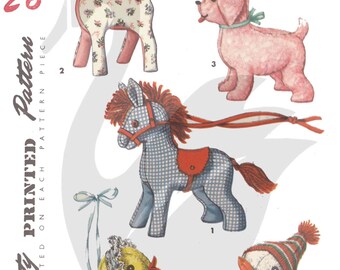 Reproduction Vintage Various Stuffed Animals Sewing Pattern S1404