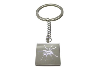 Silver Toned Etched Side Facing Spider Keychain