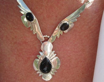 Black Onyx and Sterling Silver Necklace