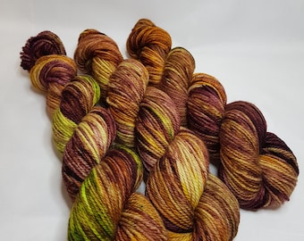 Hand dyed Merino yarn, ARAN weight, 100g, YESTERDAY