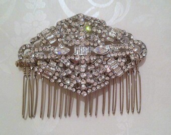 Art Deco nupcial peine, peine del pelo de cristal, Gatsby boda peine, peine de boda de los años 1920, accesorio del pelo de los años 1920, peine nupcial del rhinestone, pedazo del pelo