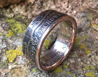 British Silver Half Crown Coin Ring