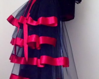 Black Red Burlesque Steampunk Bustle Belt size US 2 4 6 8 10 UK 6 8 10 12 14