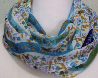 silky infinity scarf, flower print infinity scarf