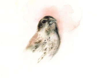 Strawberry- Pink bird archival print