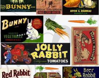 Bunny Food Label Collage Sheet and Single Png and Jpeg Images