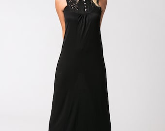 Sleeveless Black Dress, Black Maxi Dress, Long Black Dress, Summer Dress, Boho Clothing, Bohemian Dress