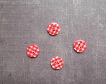 Plaid gingham Red 1.3 cm 40 buttons