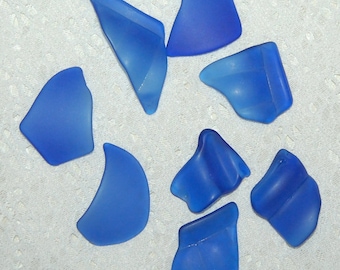 Medium cobalt blue Faux Sea Glass recycled glass 8 pieces