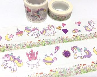 unicorn washi tape 5M x 3cm fairy tale Princess horse masking tape rainbow castle wonderland cartoon unicorn cupcake cute sticker tape