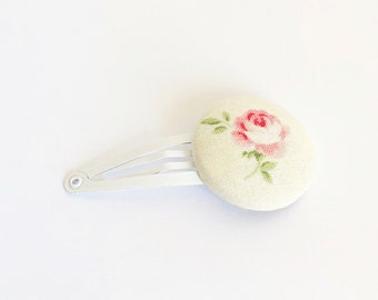 Rose Fabric Button Hair Clip