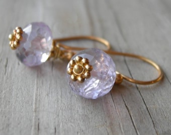 Gold Vermeil Lavender Amethyst Earrings February Birthstone