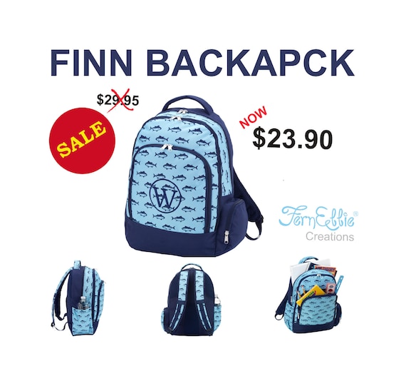 Personalized Finn Backpack, Finn Collection Personalized Backpack, Embroidery, Fish Backpack.