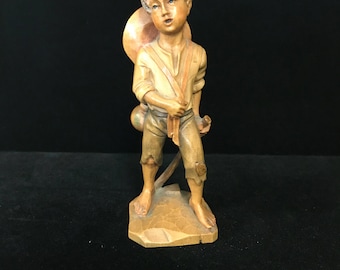 Folk Art Wooden Boy Figurine