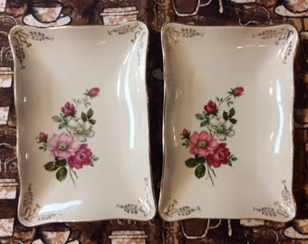 Young Hung China / 2 Rectangular Rose Dishes
