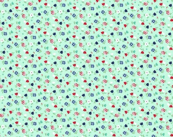 SALE A Little Sweetness Floral Mint - Riley Blake Designs - Green Flowers - Jersey KNIT cotton lycra stretch fabric - choose your cut